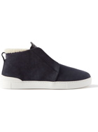 Ermenegildo Zegna - #UseTheExisting Triple Stitch Mid Top Wool-Lined Suede Sneakers - Blue
