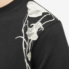 Alexander McQueen Men's Embroidered Flower Crew Neck Jumper in Black/Ivory