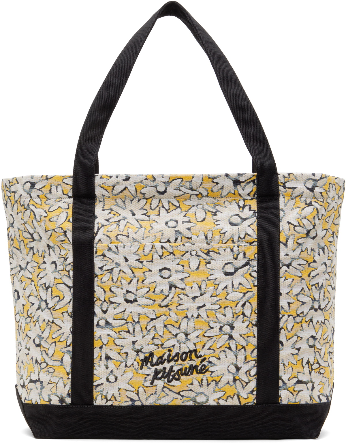 Maison Kitsuné Yellow Daisy Field Large Jacquard Tote