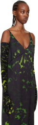 Dries Van Noten Green & Black Long Crushed Velvet Gloves
