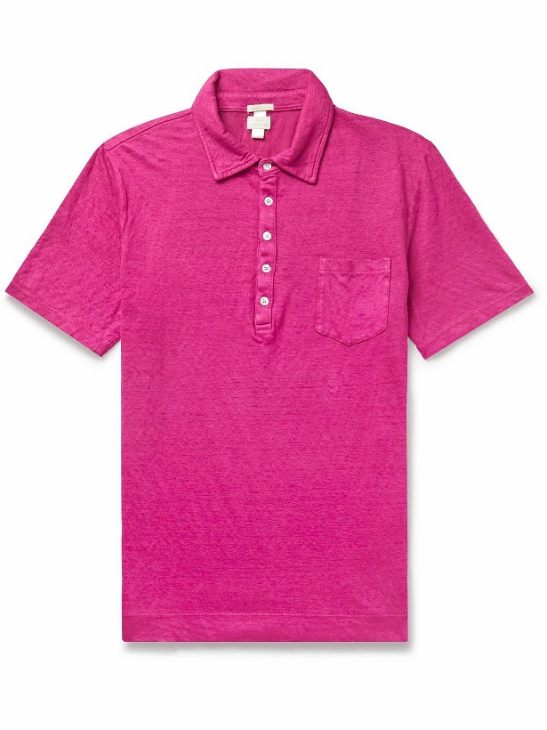 Photo: Massimo Alba - Filicudi Slim-Fit Linen-Jersey Polo Shirt - Pink