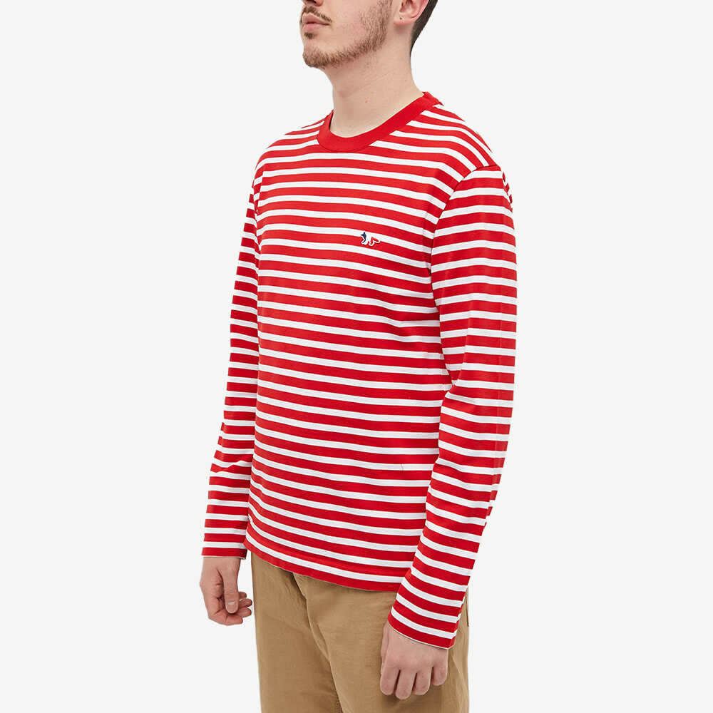 SALE！MAISON KITSUNÉ ストライプ Tシャツ S Maison Kitsuné Men's Long Sleeve Tricolour Fox Stripe T-Shirt in