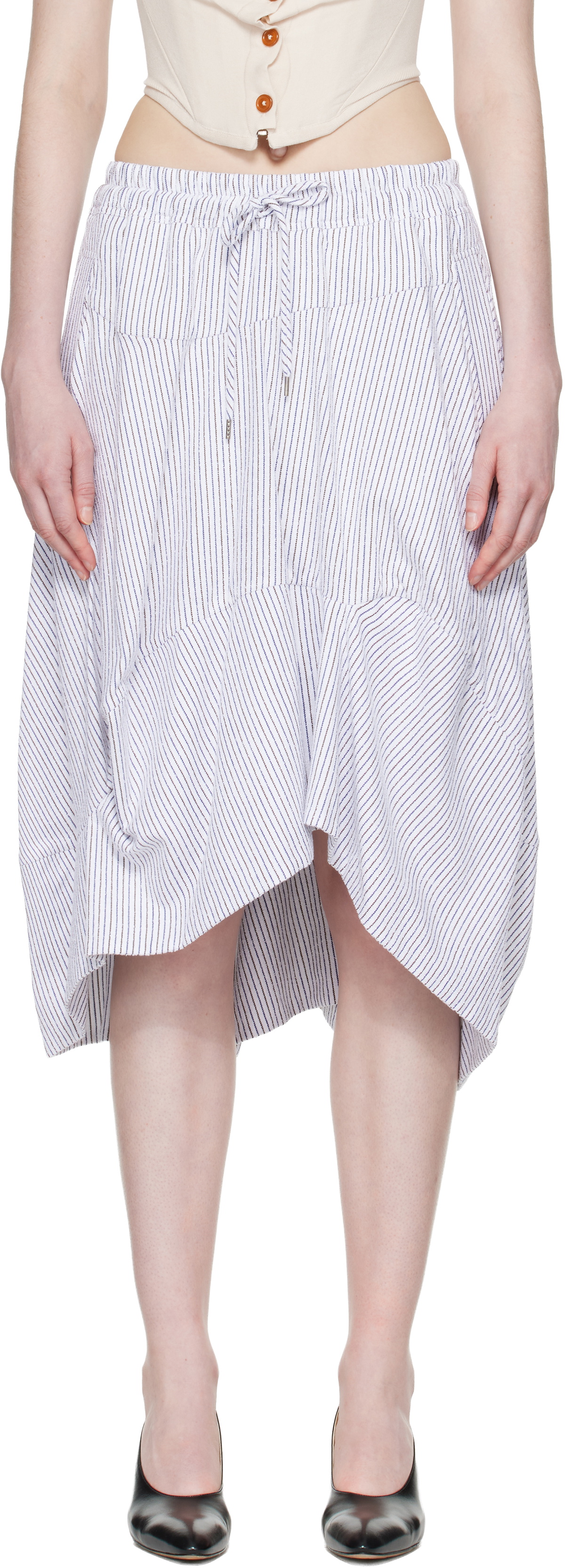 Vivienne Westwood White & Blue Aerodrome Midi Skirt