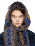 Y/Project Black & Blue Hairy Gradient Hooded Scarf