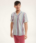Brooks Brothers Men's Regent Regular-Fit Camp Collar Linen Shirt Stripe