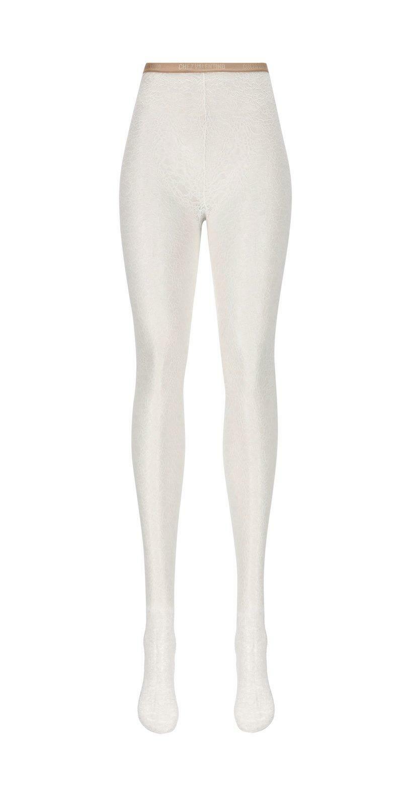 【関税&送料込み】Valentino Garavani Lycra Tights VALENTINO GARAVANI lace patterned t White Valentino Garavani