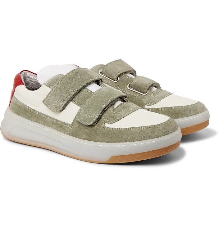 Photo: Acne Studios - Perey Leather-Trimmed Suede and Shell Sneakers - Green