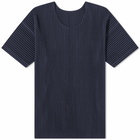 Homme Plissé Issey Miyake Men's Pleated T-Shirt in Navy