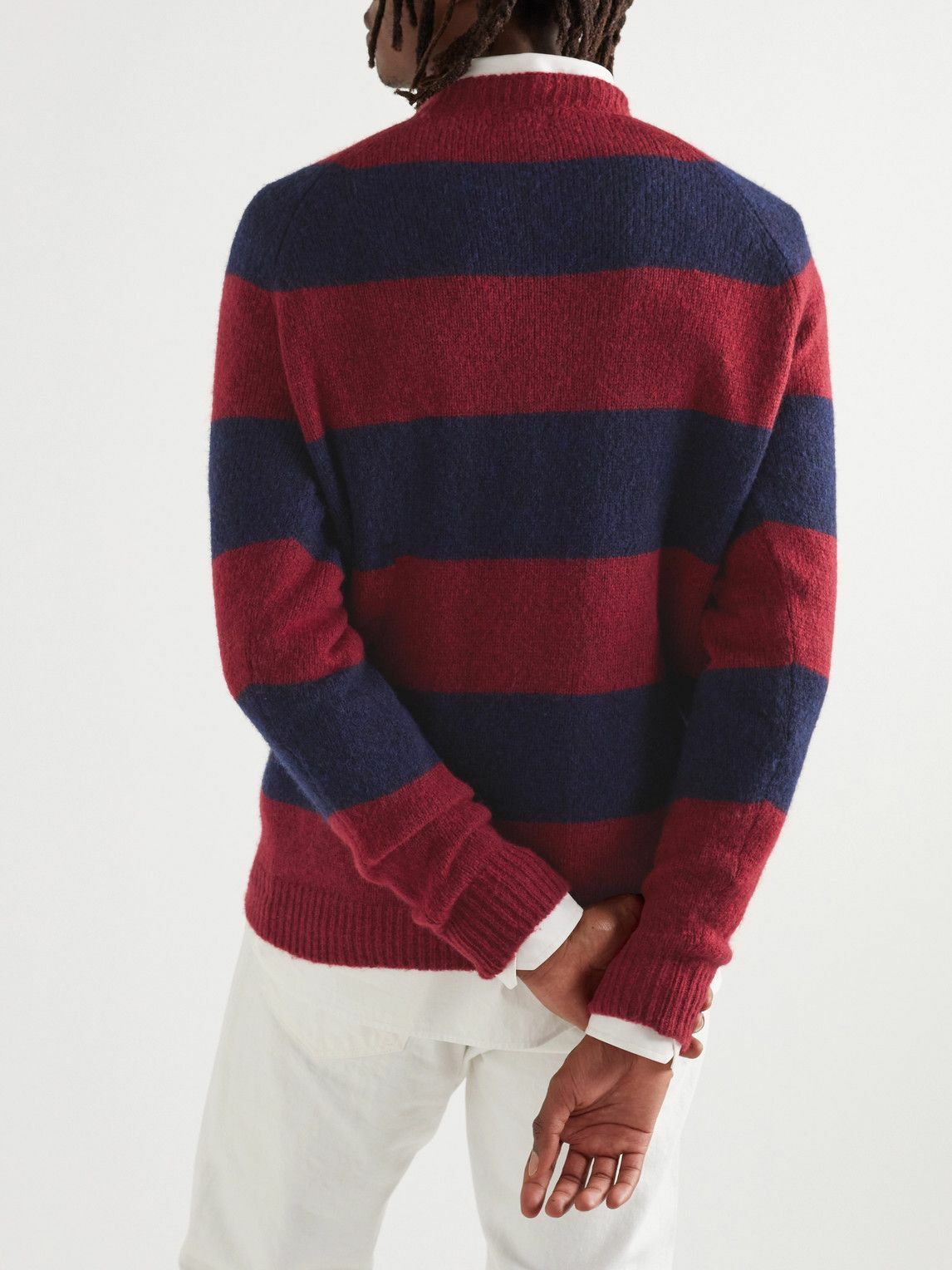 Baracuta - Shetland Striped Wool-Blend Sweater - Red Baracuta