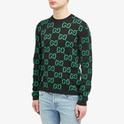 Gucci Men's Jumbo GG Jacquard Crew Neck Jumper in Black