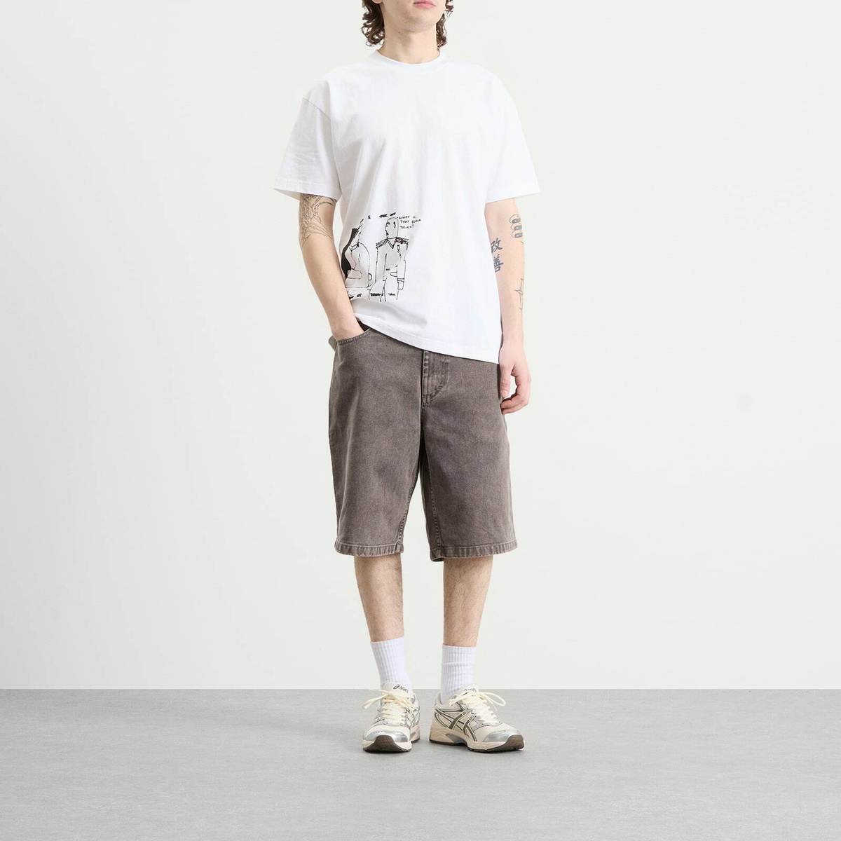 Polar Skate Co. Men's Big Boy Denim Shorts in Washed Grey