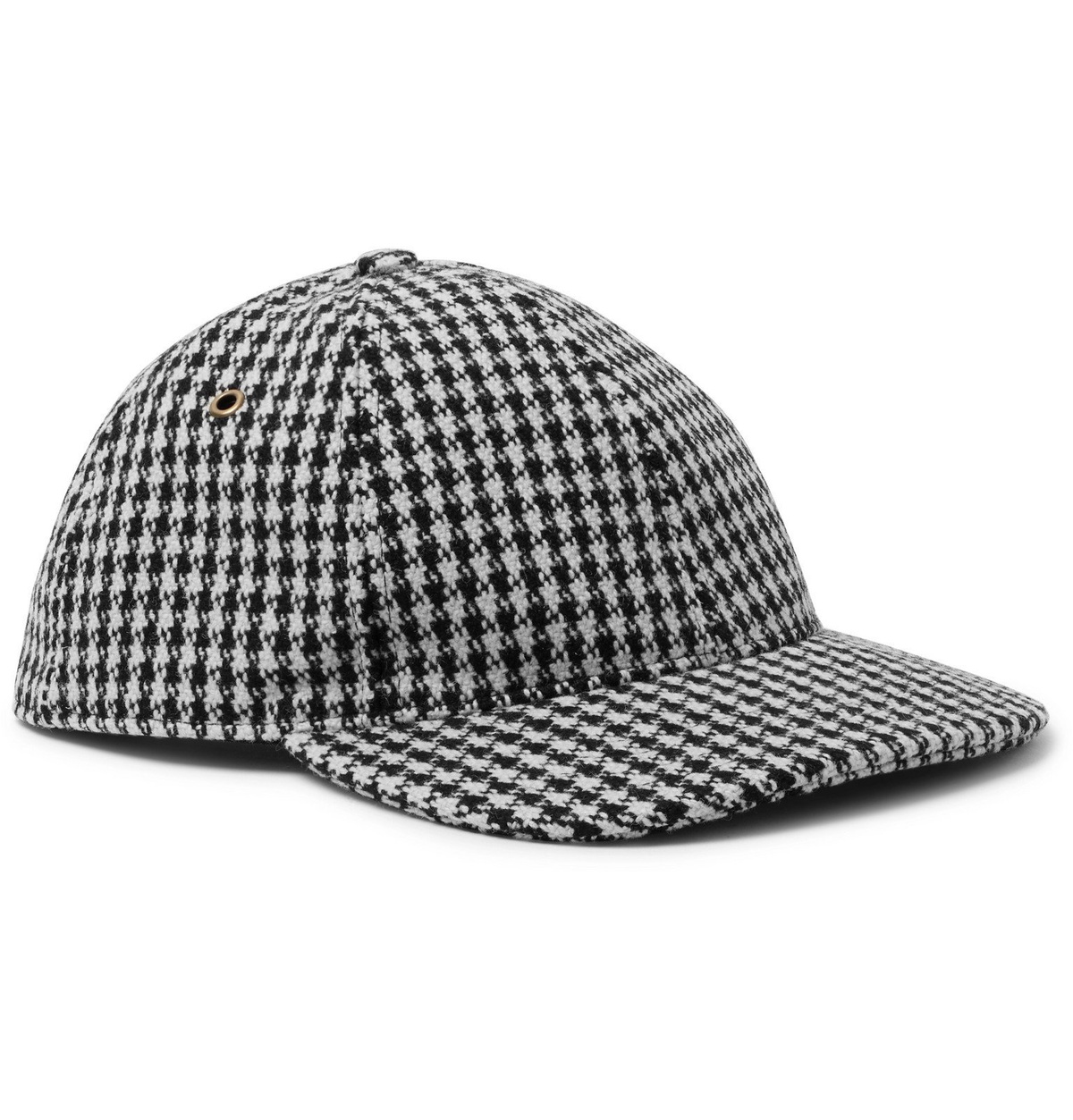 Men's Cap Wool Flat Cap, in Hounds Tooth Black and White Print