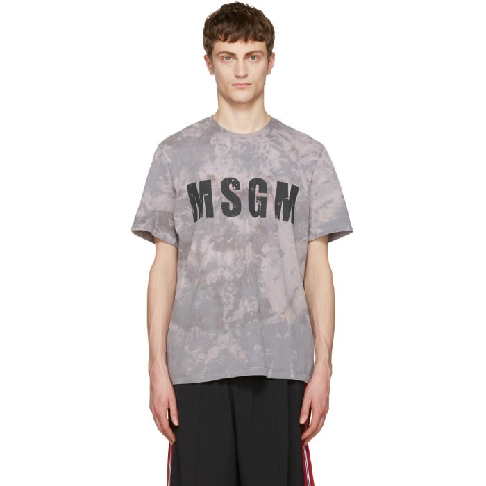 Photo: MSGM Grey Marbled Logo T-Shirt