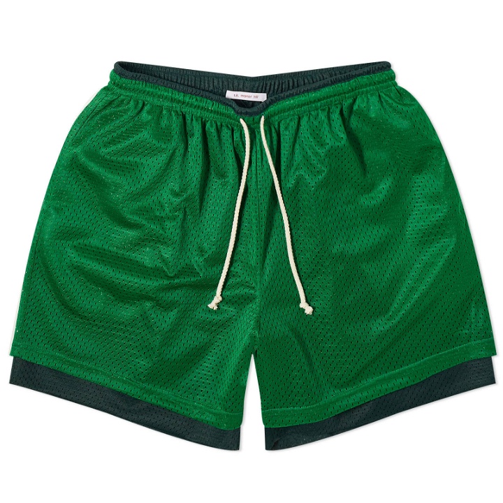 Photo: s.k manor hill Men's Reversible Mesh Ball Shorts in Kelly Green/Forest Green