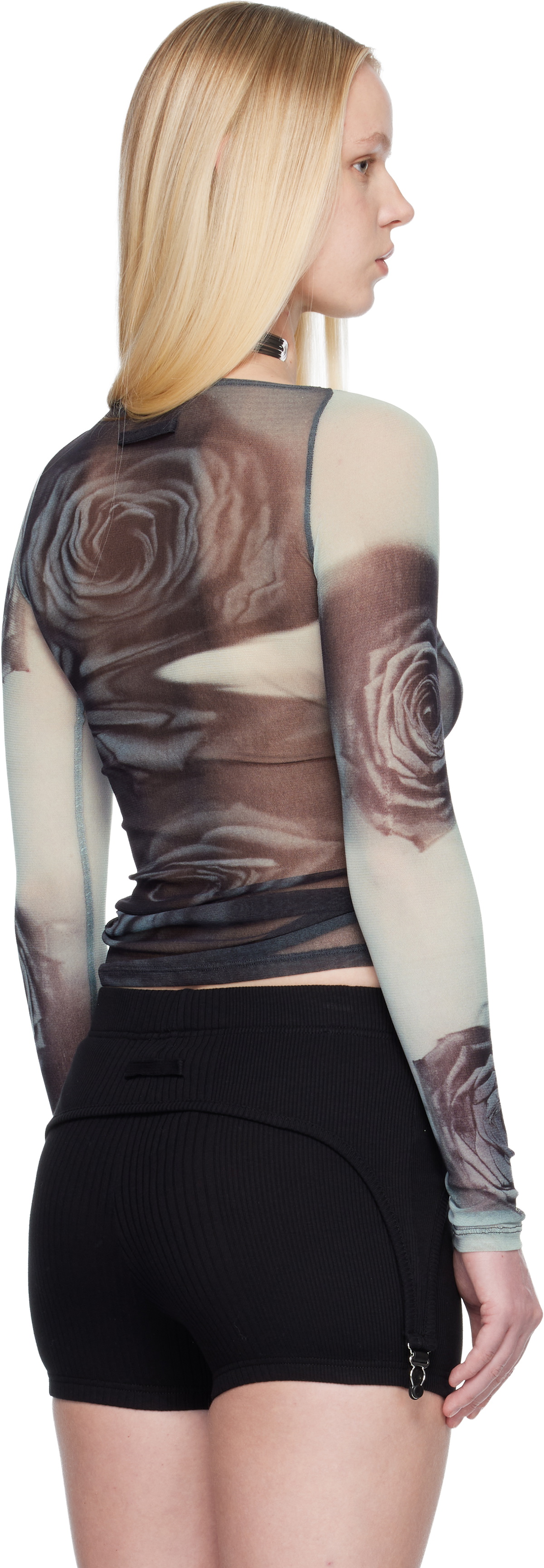 Jean Paul Gaultier Black & Gray 'The Blurry Roses' T-shirt