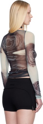 Jean Paul Gaultier Black & Gray 'The Blurry Roses' T-shirt