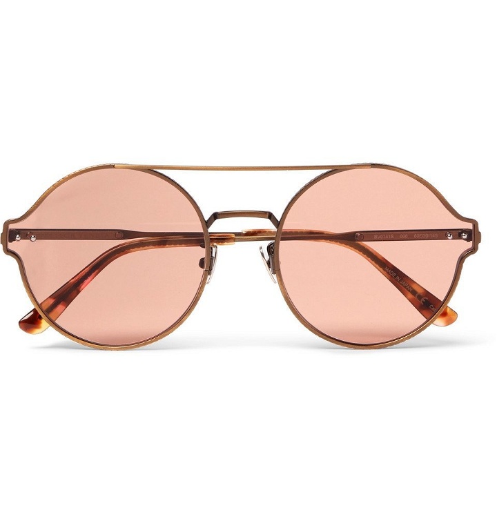 Photo: Bottega Veneta - Round-Frame Matte Bronze-Tone Sunglasses - Men - Gold