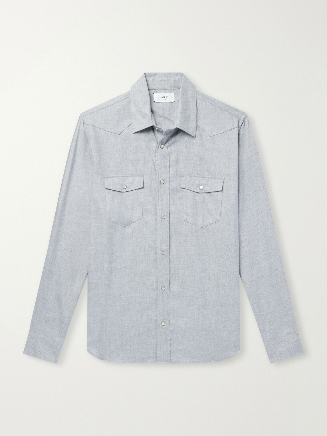 Mr P. - Herringbone Cotton and Lyocell-Blend Shirt - Gray