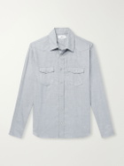 Mr P. - Herringbone Cotton and Lyocell-Blend Shirt - Gray