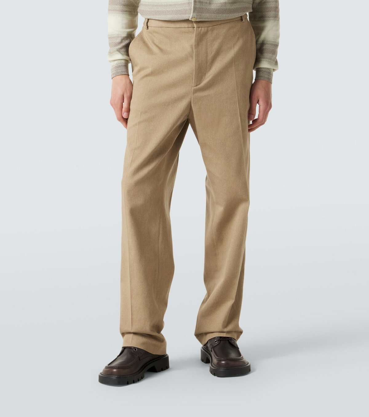 Moncler Pleated cotton straight pants