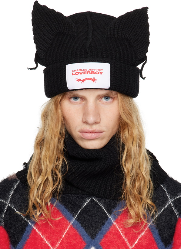 Photo: Charles Jeffrey LOVERBOY Black Chunky Ears Beanie Scarf