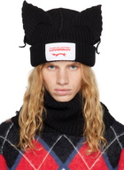 Charles Jeffrey LOVERBOY Black Chunky Ears Beanie Scarf