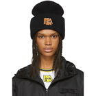 Prada Black Ribbed Logo Beanie