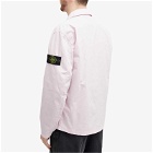 Stone Island Men's Supima Cotton Twill Stretch-TC Zip Shirt Jacket in Pink