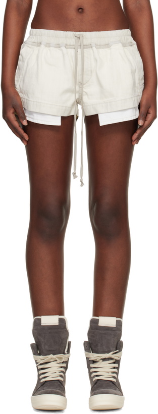 Photo: Rick Owens DRKSHDW Off-White Temple Fog Boxer Denim Shorts