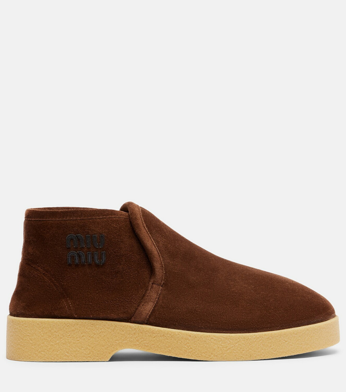Miu Miu Logo shearling-lined suede ankle boots