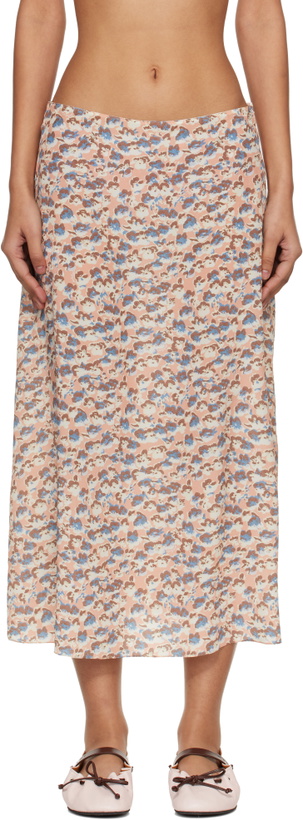 Photo: Marni Pink Crêpe de Chine Fluid Anemones Print Midi Skirt