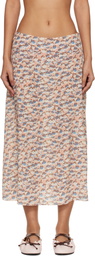 Marni Pink Crêpe de Chine Fluid Anemones Print Midi Skirt