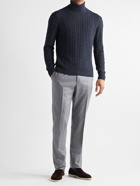 LORO PIANA - Cable-Knit Baby Cashmere Rollneck Sweater - Blue