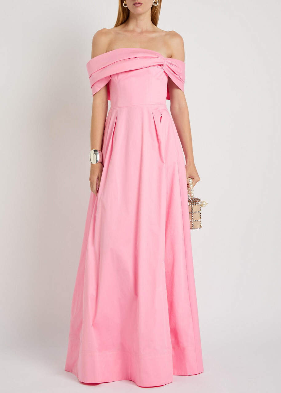 Rebecca Vallance Dianthe Off-the-shoulder Stretch-cotton Maxi Dress Pink