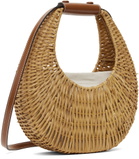 Staud Beige Mini Moon Wicker Bag
