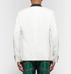 AMIRI - White Embellished Satin-Trimmed Slub Silk Blazer - White