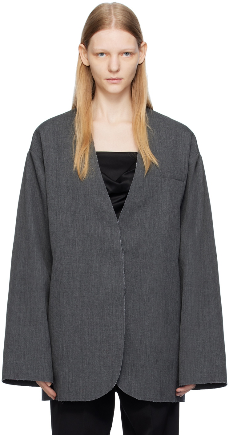 Subtle Le Nguyen Gray Collarless Blazer