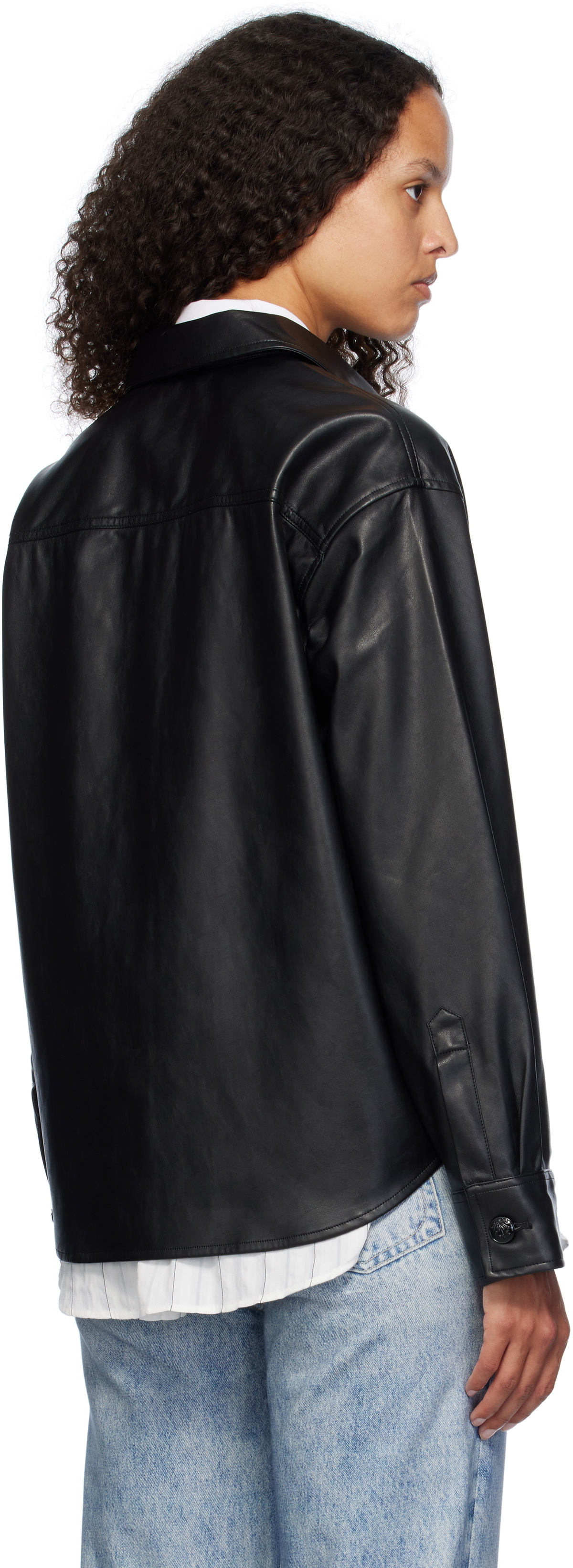 rag & bone Black Camilla Faux-Leather Shirt Rag and Bone