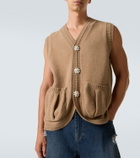 Simone Rocha Faux pearl-embellished wool-blend vest