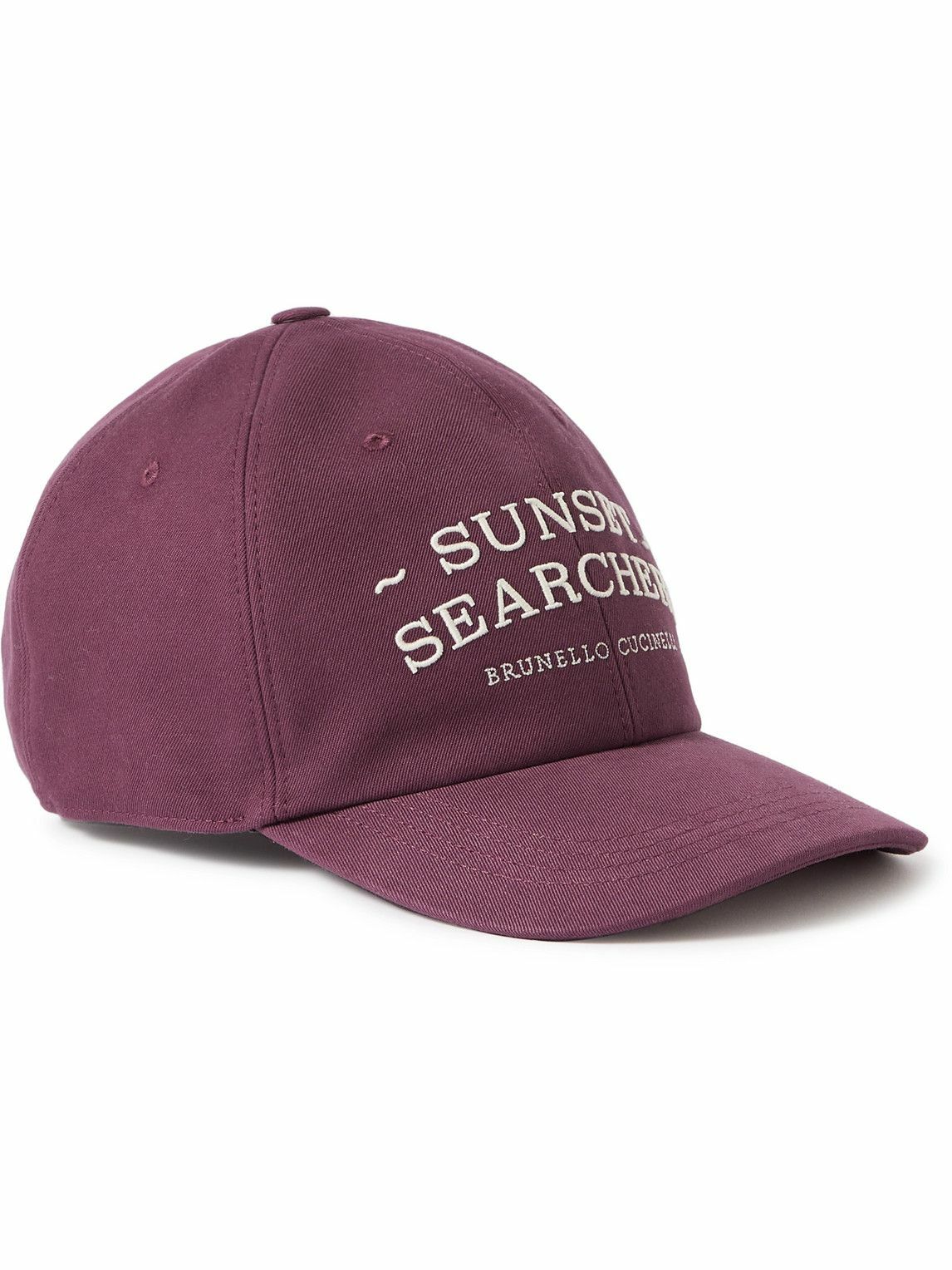 キャップ BRUNELLO CUCINELLI SUEDE LEATHER BASEBALL CAP Brunello Cucinelli - Logo-Embroidered Leather-Trimmed Cotton