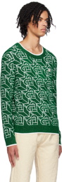 Casablanca Green Heart Monogram Sweater