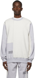 Helmut Lang Grey & Off-White Colorblock Crewneck