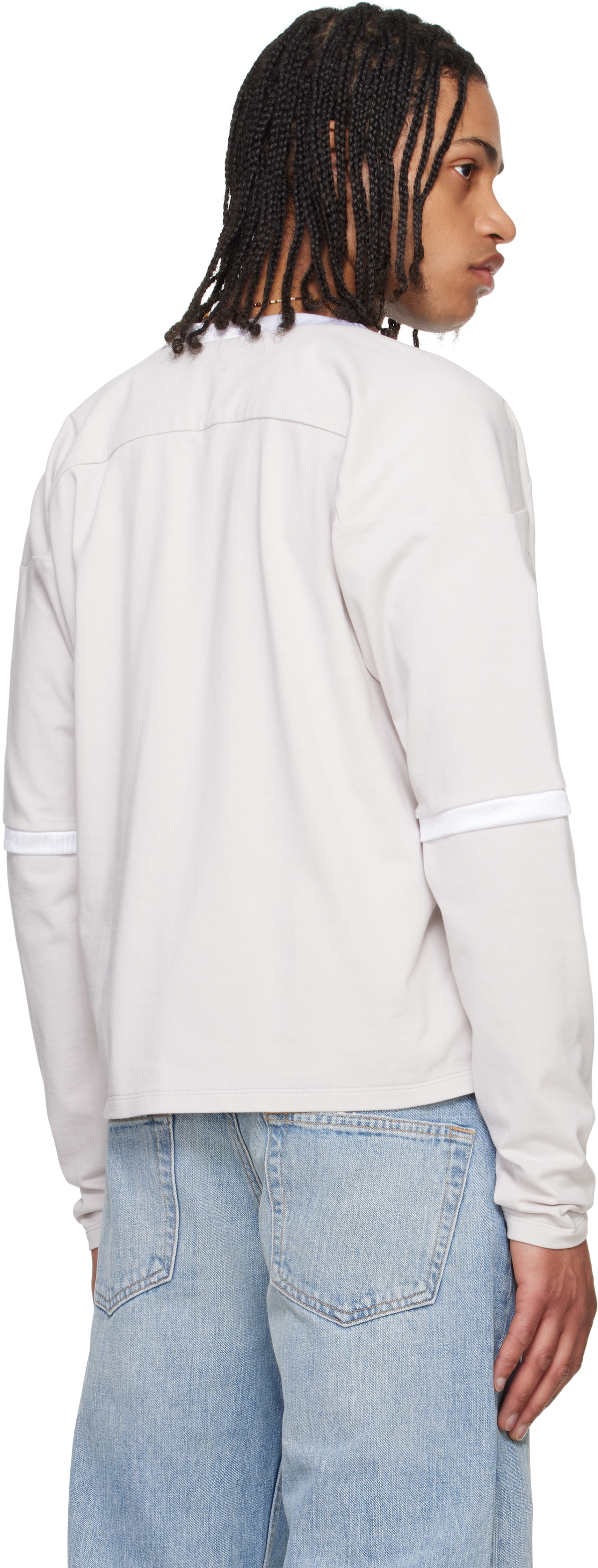 Raimundo Langlois Gray & White Layered V-Neck T-shirt