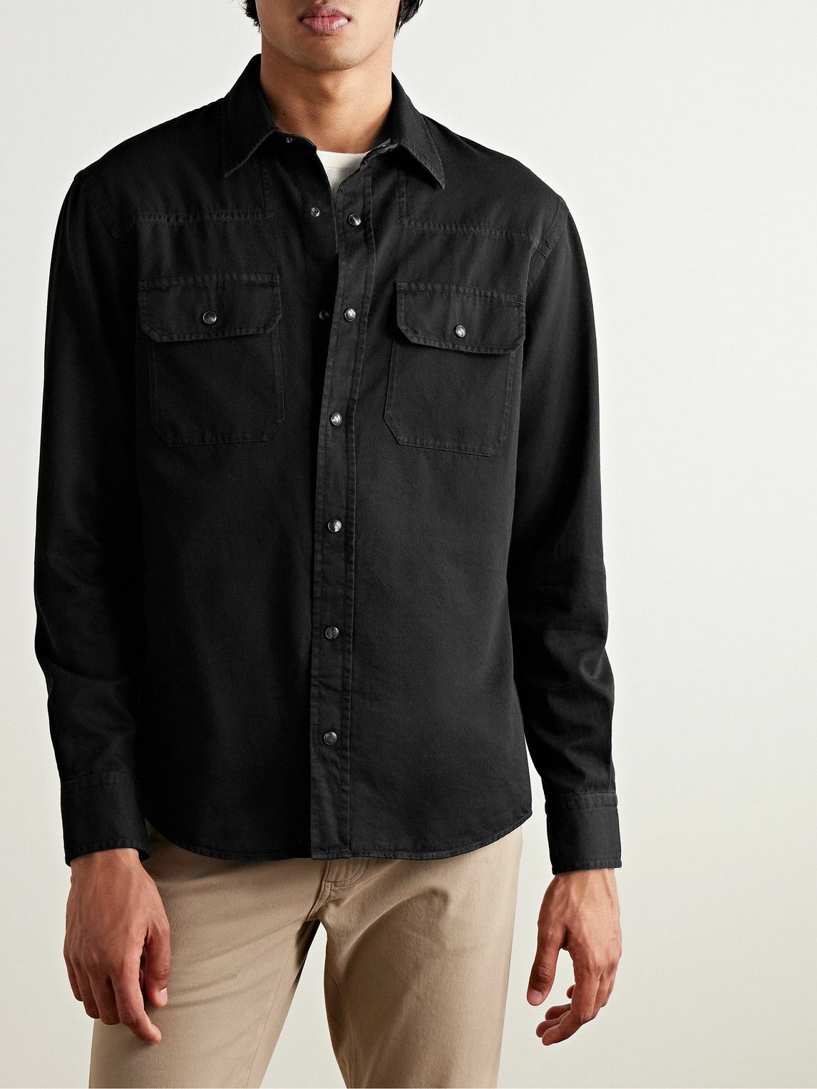 CHERRY LA - Cotton-Twill Western Shirt - Brown CHERRY LA