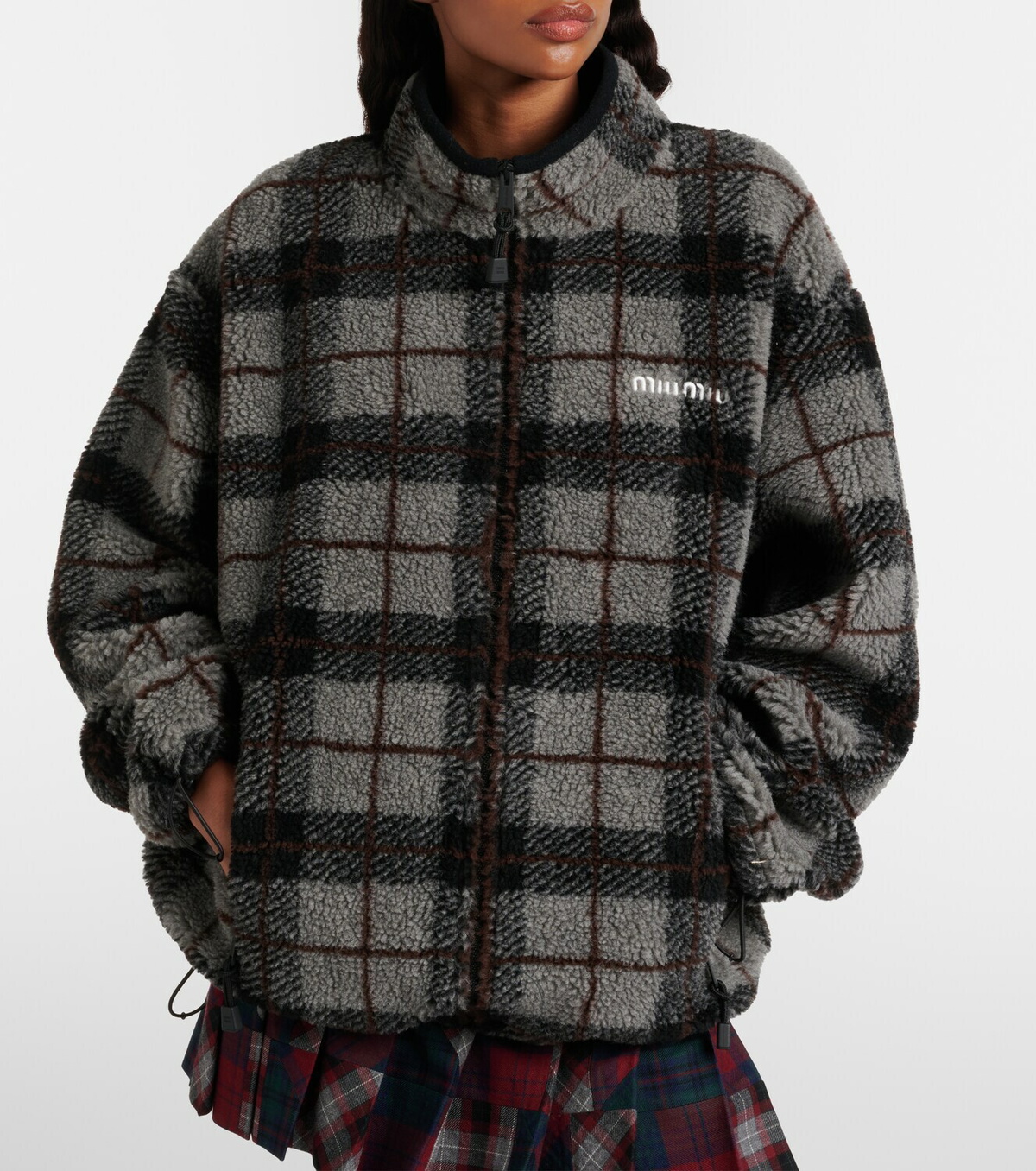 Miu Miu Checked teddy jacket