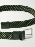 Paul Smith - 3.5cm Leather-Trimmed Woven Elastic Belt - Green