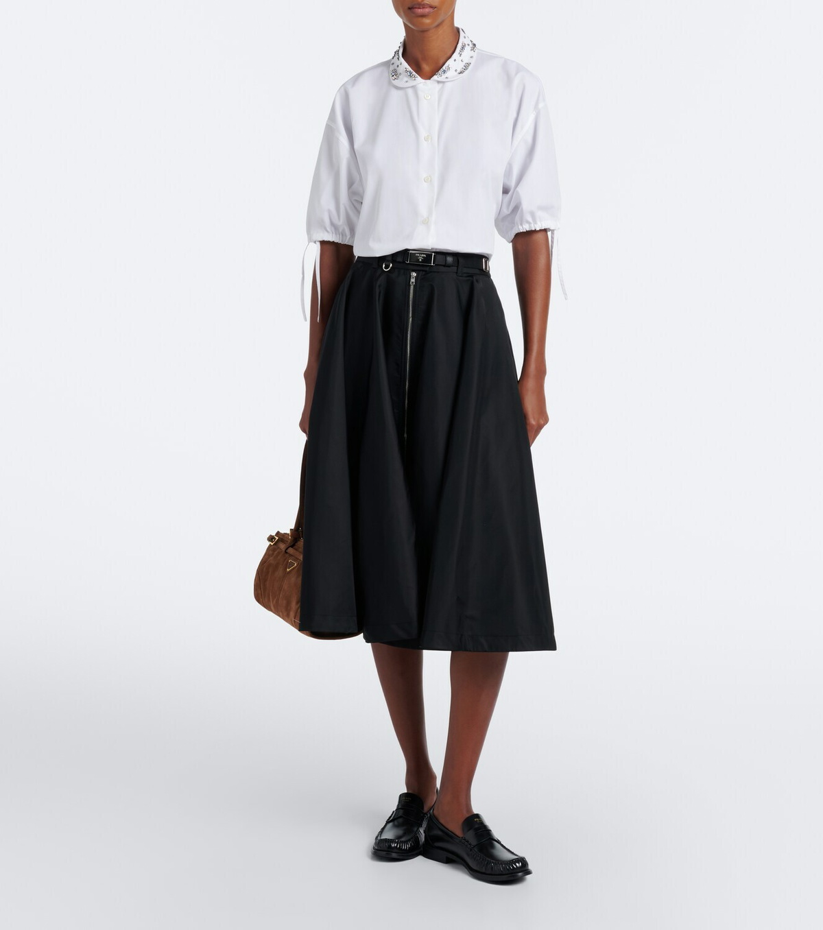 Prada Re-Nylon belted midi skirt