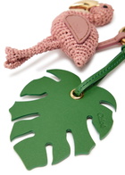 Chloe Flamingo Raffia and Leather bag Charm - Pink - One Size