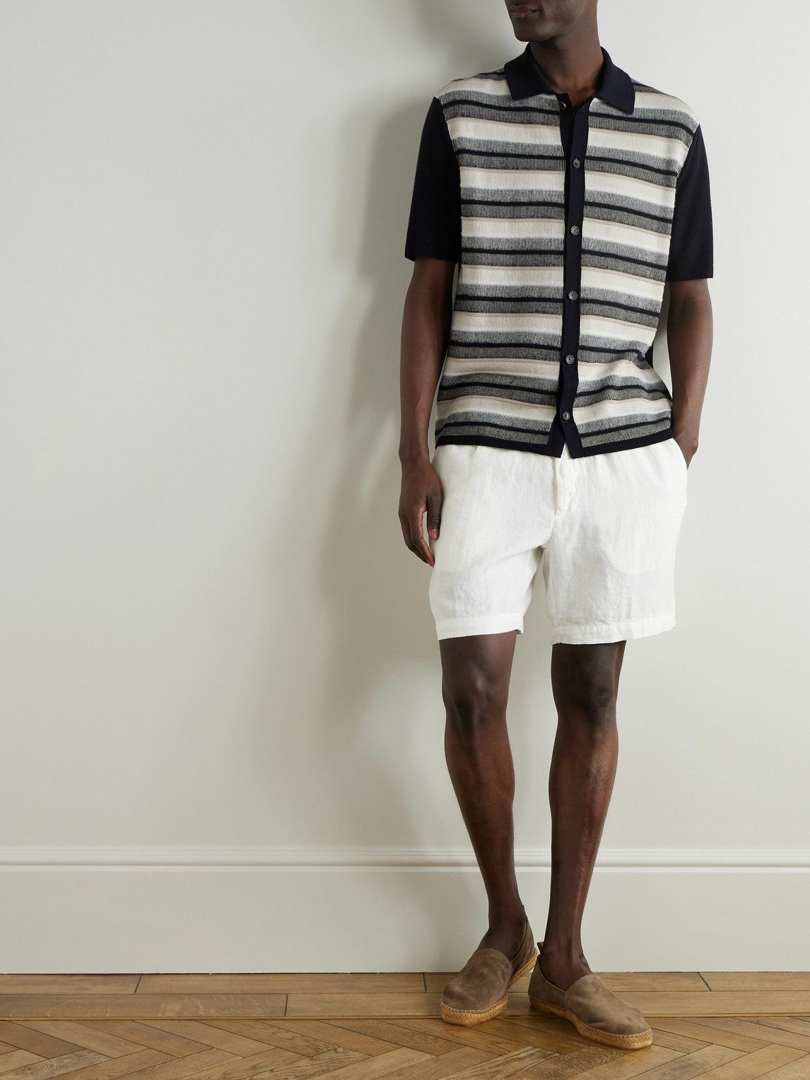 Altea - Samuel Straight-Leg Linen Drawstring Shorts - White