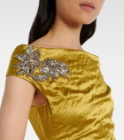 Erdem Embellished off-shoulder satin gown
